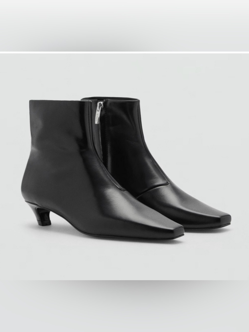 NEW MANGO MNG BLACK SUPRA LEATHER KITTEN HEEL ANKLE BOOTS BOOTIE SZ 36 US 6